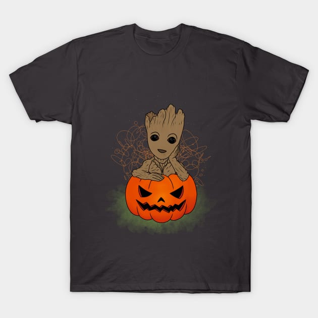 Halloween Groot T-Shirt by Nykos